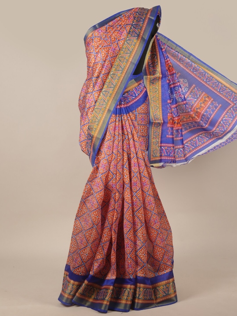 

Pothys Orange & Blue Zari Saree