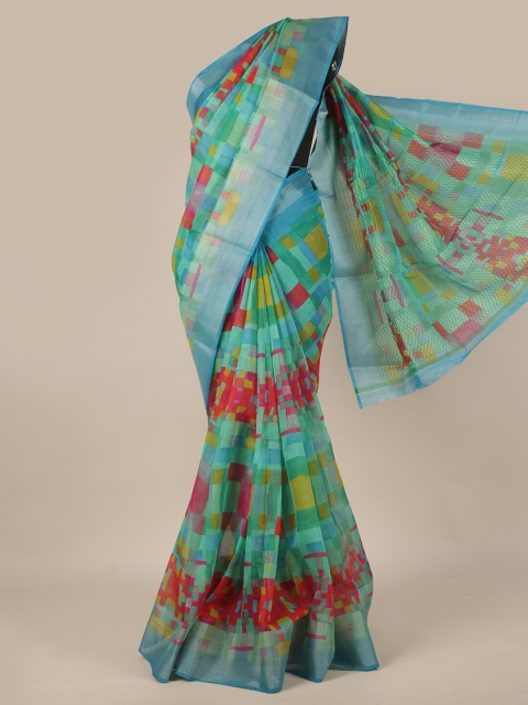 

Pothys Multicoloured Printed Zari Saree, Multi