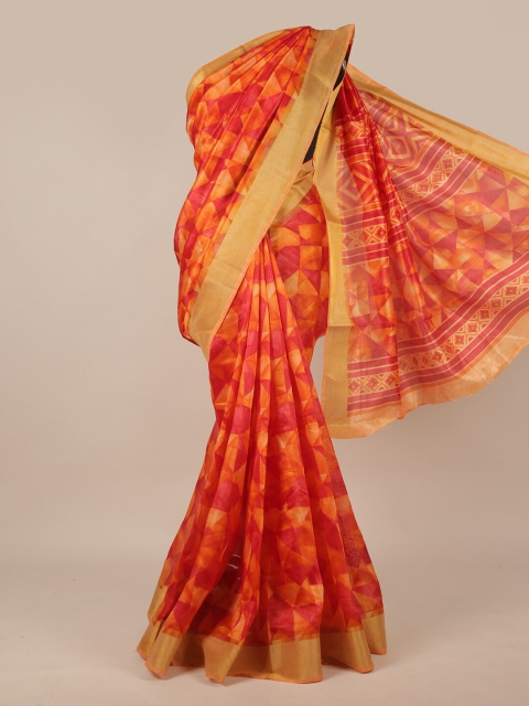 

Pothys Red & Orange Printed Zari Saree