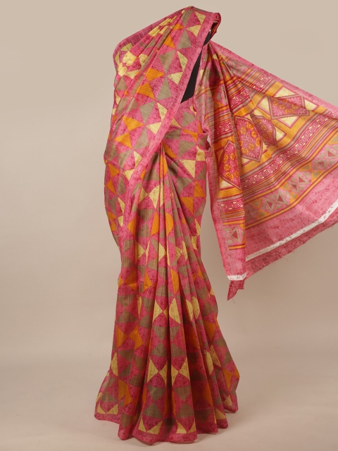 

Pothys Pink & Yellow Printed Saree