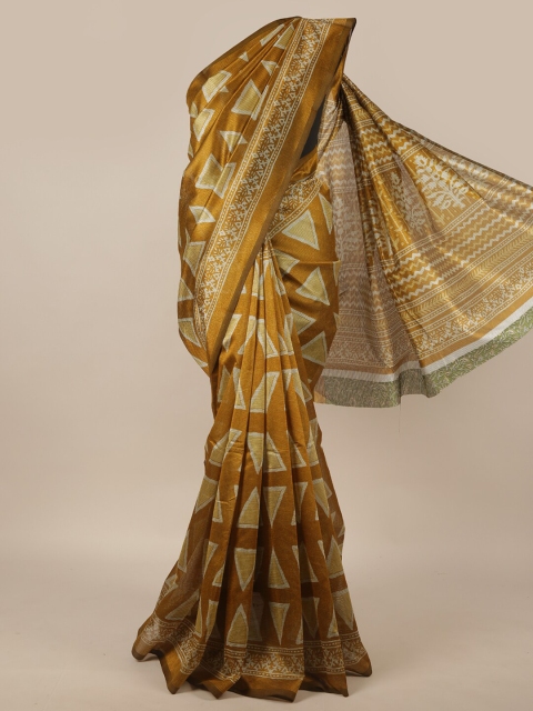 

Pothys Mustard & Grey Zari Cotton Blend Saree