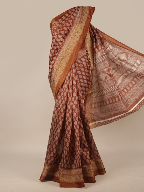 

Pothys Brown Ethnic Motifs Printed Cotton Blend Saree