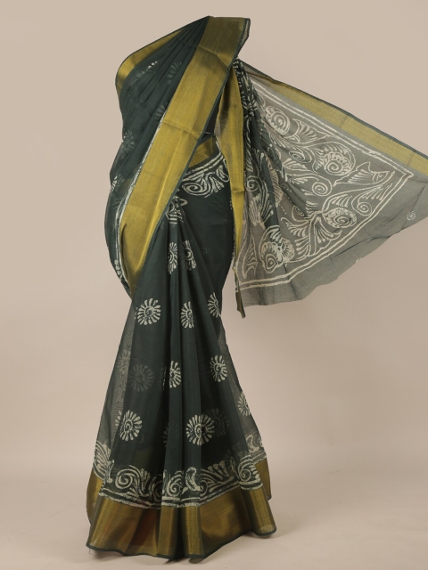 

Pothys Green & White Ethnic Motifs Zari Saree