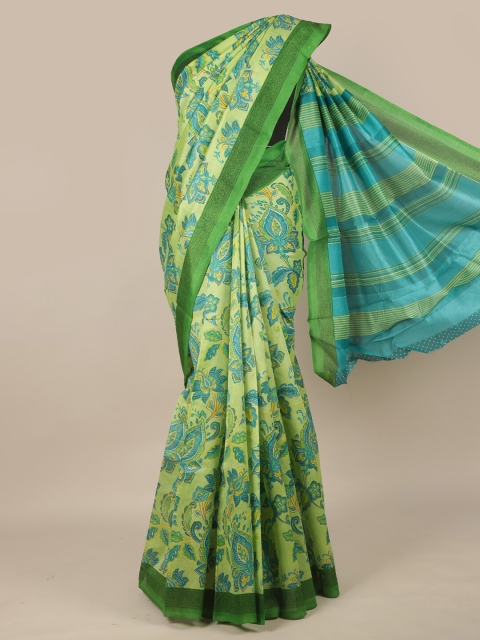 

Pothys Green & Blue Cotton Blend Ethnic Motifs Saree