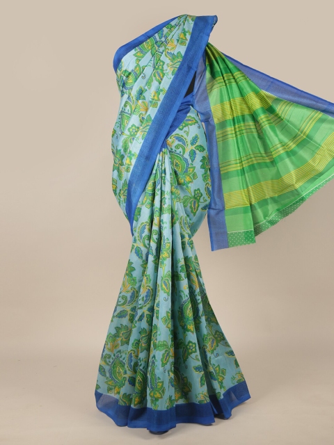 

Pothys Blue & Green Floral Printed Saree