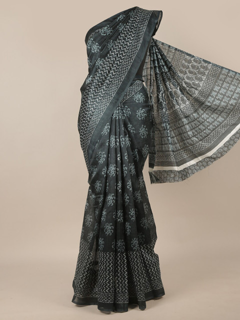 

Pothys Grey Floral Printed Cotton Blend Saree