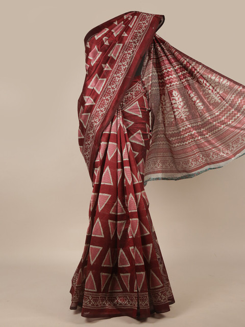 

Pothys Maroon & White Printed Saree