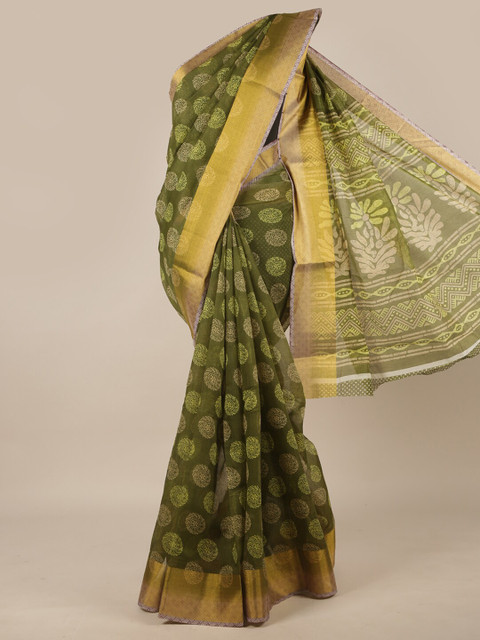 

Pothys Green & Gold-Toned Ethnic Motifs Saree