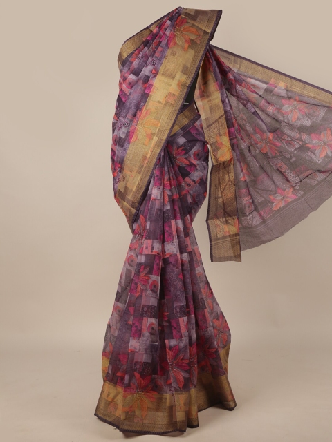 

Pothys Purple & Gold-Toned Zari Saree