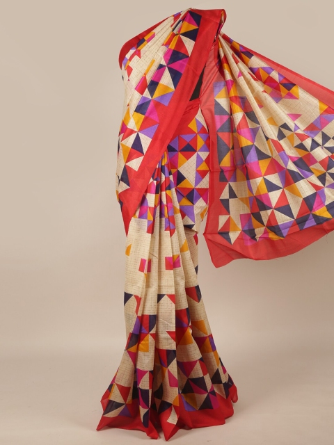 

Pothys Multicolored Printed Cotton Blend Saree, Red