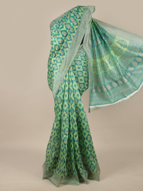 

Pothys Green & Blue Paisley Saree