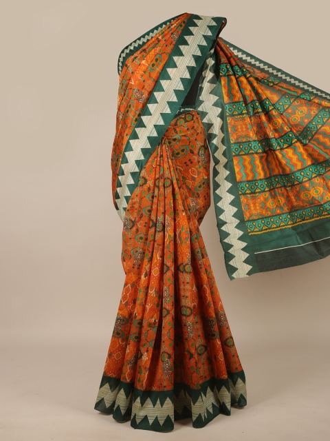 

Pothys Orange & Green Ethnic Motifs Saree
