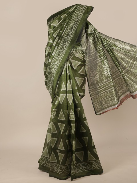 

Pothys Green & White Printed Saree