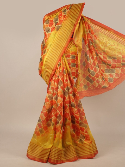 

Pothys Yellow & Orange Ethnic Motifs Saree