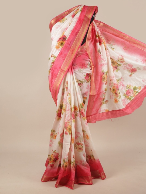 

Pothys White & Pink Floral Saree