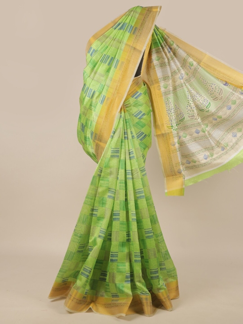

Pothys Green & Blue Cotton Blend Saree