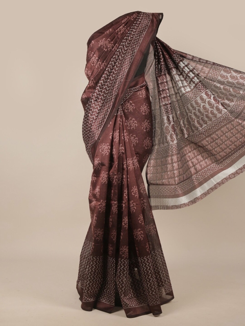 

Pothys Brown & White Floral Printed Saree