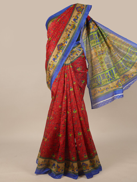

Pothys Red & Blue Warli Saree