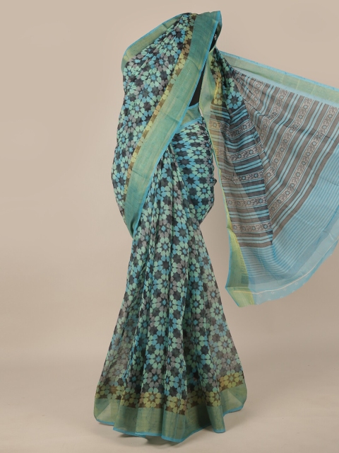 

Pothys Blue & Black Floral Zari Saree