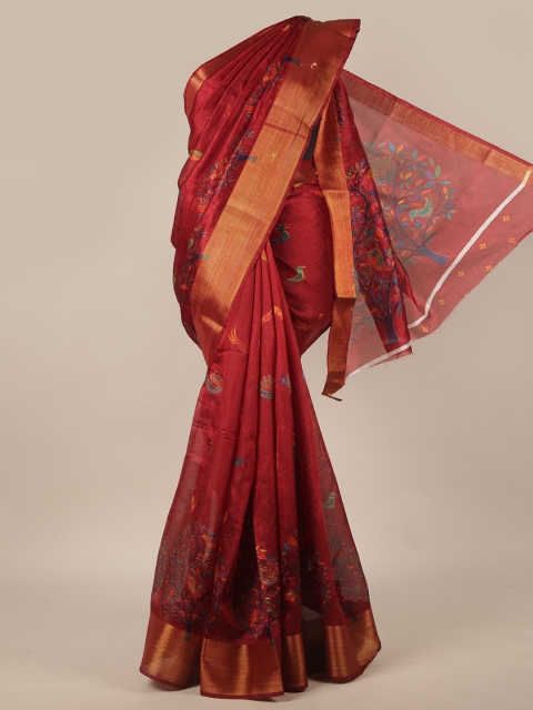 

Pothys Maroon & Blue Ethnic Motifs Saree