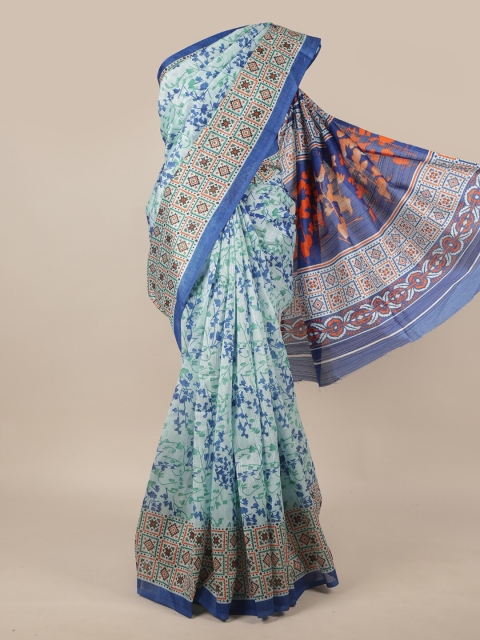 

Pothys Blue & Green Floral Printed Saree