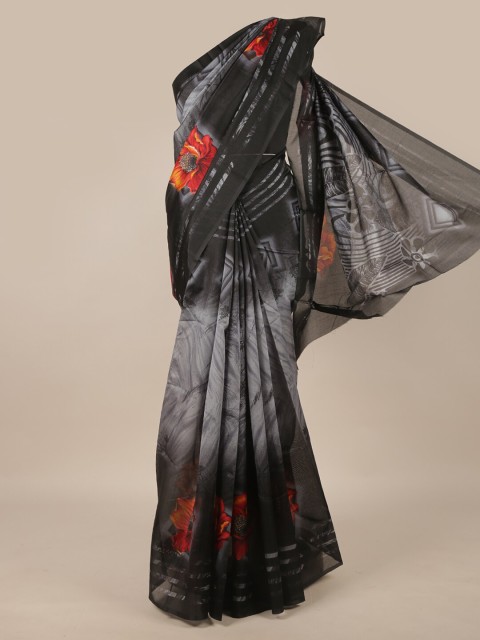 

Pothys Grey & Black Floral Printed Cotton Blend Saree