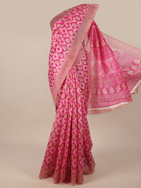 

Pothys Pink & Beige Ethnic Motifs Saree