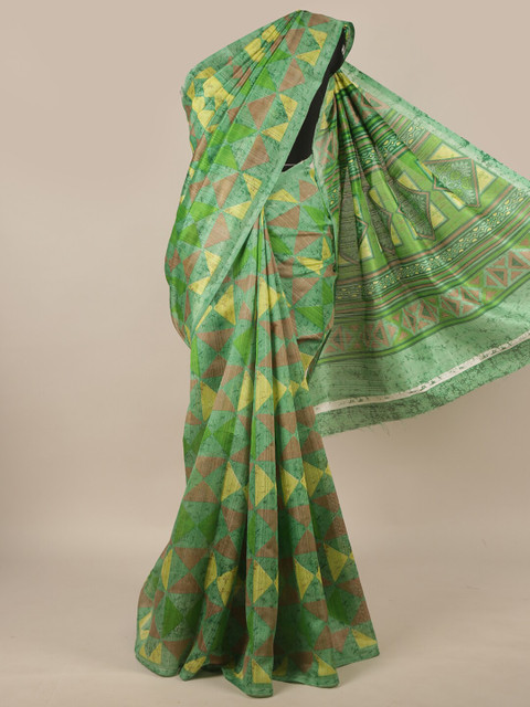 

Pothys Green & Yellow Printed Saree