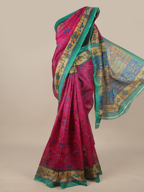 

Pothys Pink & Green Ethnic Motifs Saree