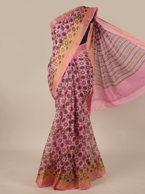 

Pothys Pink & Mauve Printed Zari Saree