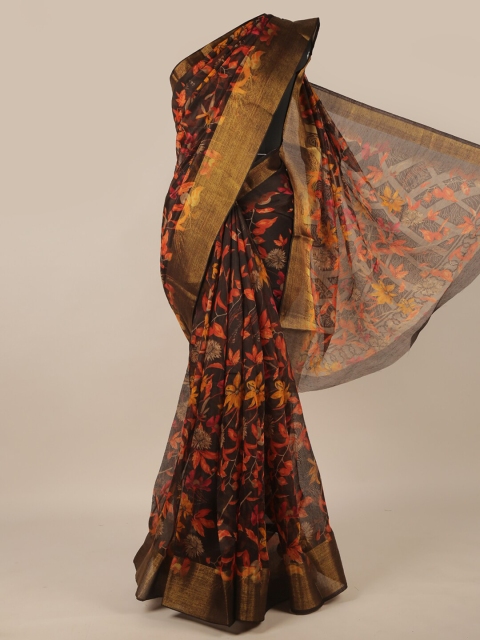 

Pothys Brown & Red Floral Zari Saree