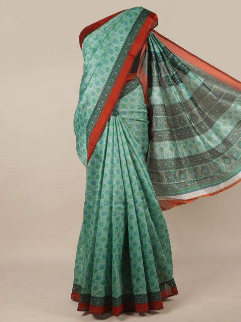 

Pothys Green & Red Ethnic Motifs Printed Saree
