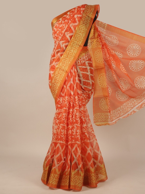 

Pothys Orange & White Zari Saree