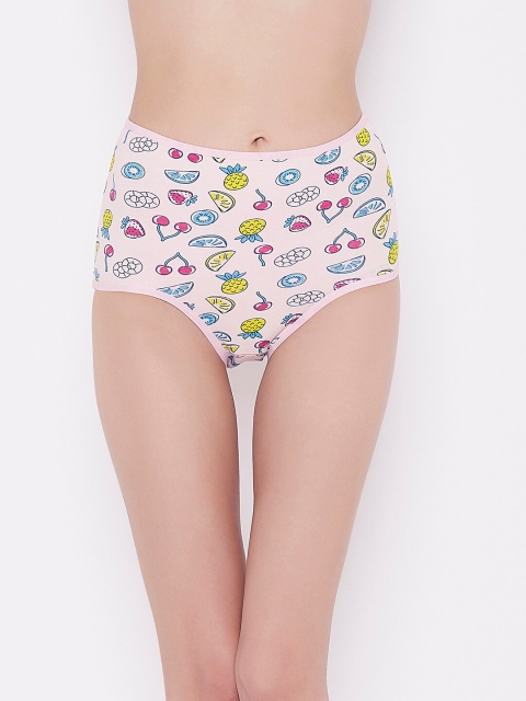

Clovia Women Pink & Yellow Printed Cotton Hipster Briefs