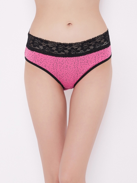 

Clovia Women Pink & Black Polka Printed Cotton Hipster Briefs