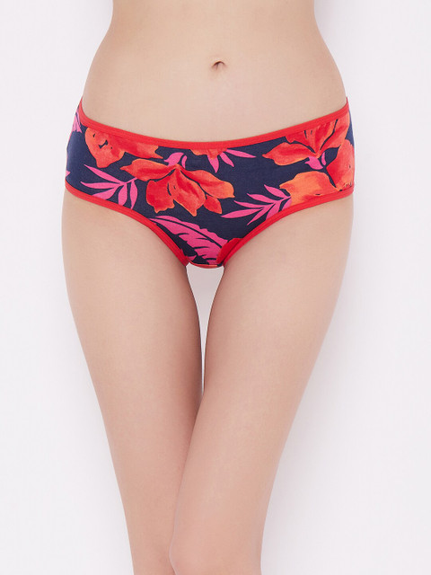 

Clovia Women Blue & Red Floral Printed Cotton Hipster Briefs