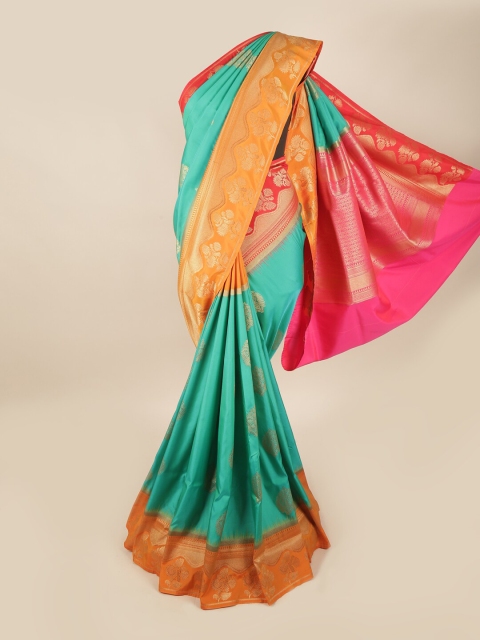 

Pothys Green & Orange Woven Design Zari Art Silk Banarasi Saree