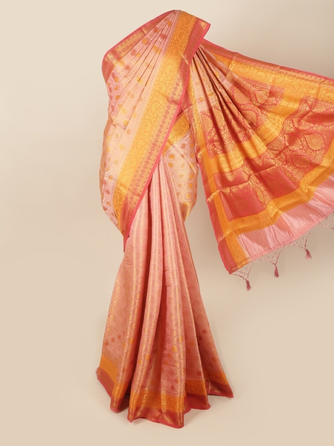 

Pothys Pink & Yellow Woven Design Zari Art Silk Banarasi Saree