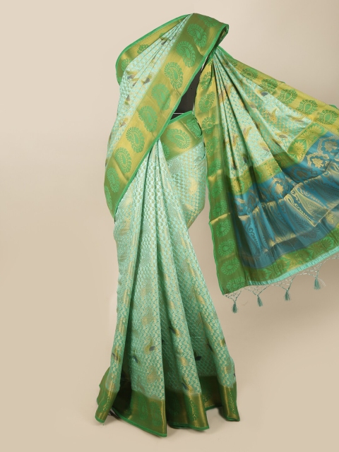 

Pothys Green & Blue Ethnic Motifs Zari Art Silk Banarasi Saree