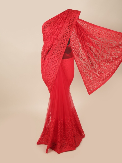 

Pothys Red Floral Embroidered Net Saree