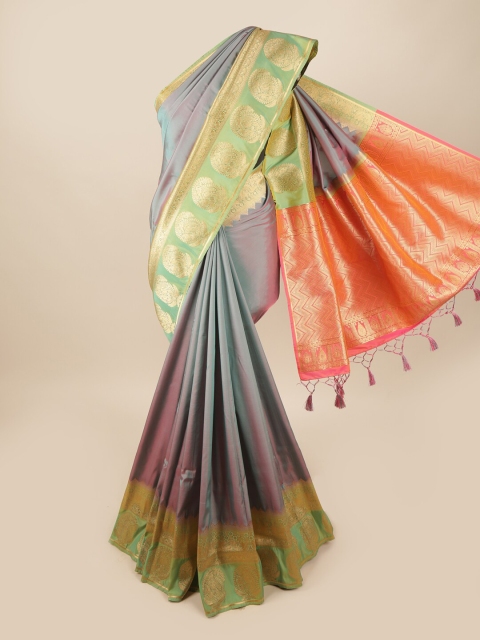 

Pothys Grey & Green Woven Design Banaras Saree