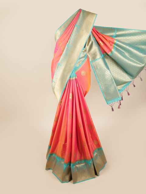 

Pothys Pink & Silver-Toned Woven Design Zari Art Silk Banarasi Saree