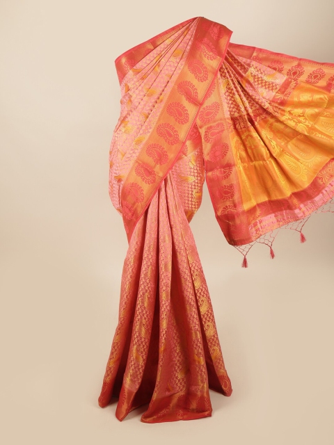 

Pothys Pink & Orange Paisley Zari Art Silk Banarasi Saree