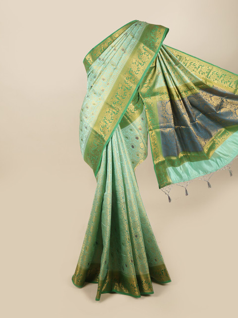 

Pothys Green & Blue Woven Design Zari Art Silk Banarasi Saree