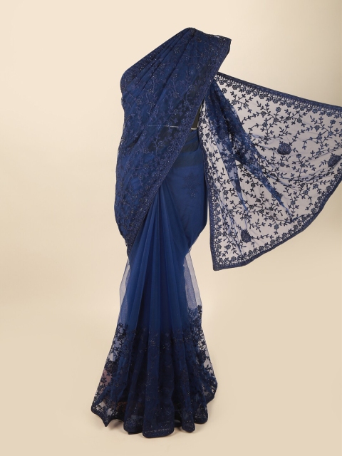 

Pothys Navy Blue Floral Net Saree