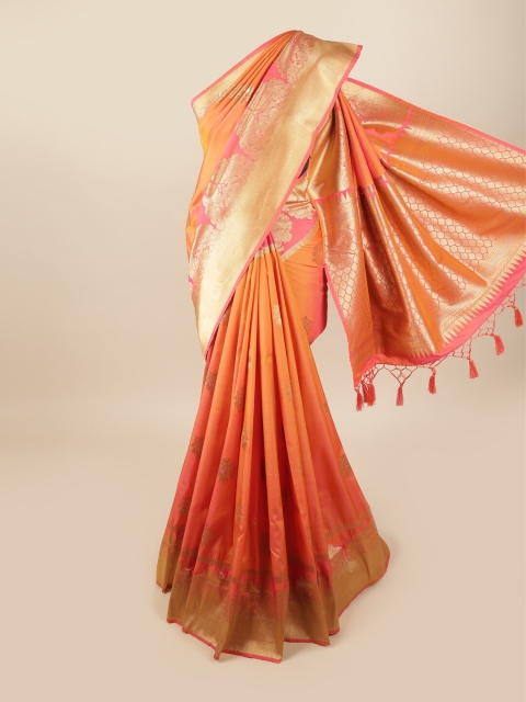 

Pothys Orange & Pink Woven Design Zari Art Silk Banarasi Saree