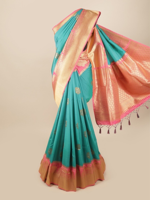 

Pothys Blue & Pink Ethnic Motifs Zari Art Silk Banarasi Saree