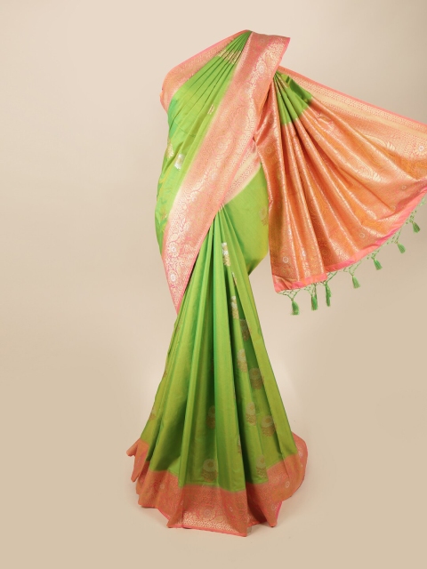 

Pothys Green & Orange Woven Design Zari Art Silk Banarasi Saree