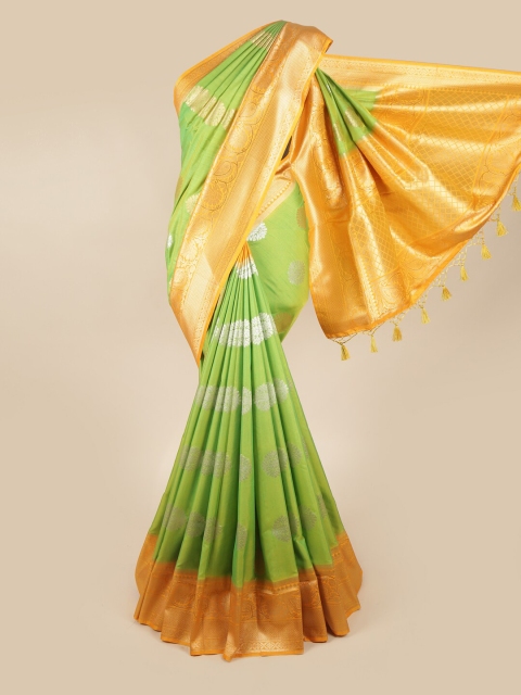

Pothys Green & Yellow Woven Design Zari Art Silk Banarasi Saree