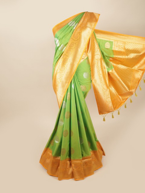 

Pothys Green & Orange Woven Design Zari Art Silk Banarasi Saree